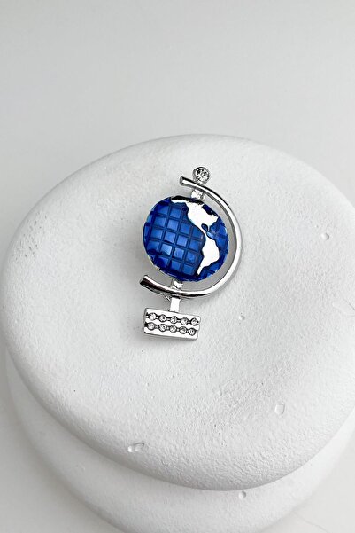 Modex Taş Detaylı Dünya Broş (5cm)