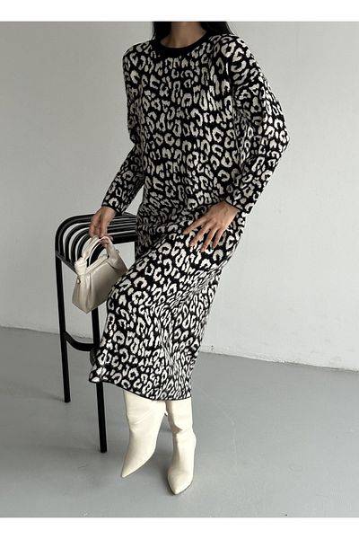 ÇAĞLA MODA 06 Rochie de tricotaj cu model leopard