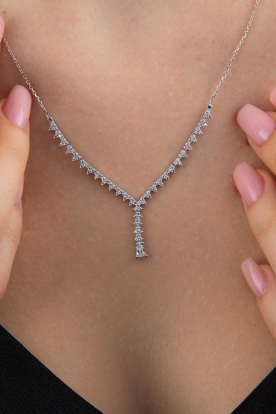 Fiyonk Kuyumculuk 14 Ayar Altın Damla Taş Detaylı Set