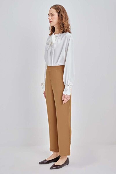 ALLDAY Camel-Pipe Leg Crepe Trousers