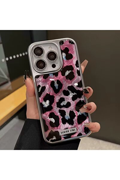 HYPERSOFT Iphone 12 (6.1 inç) Uyumlu Gri Çerçeve Detaylı Parlak Desenli Glıtt...