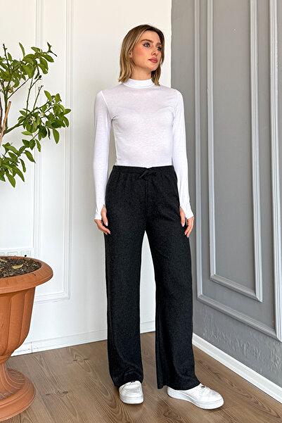 ModaPlaza Pantaloni de iarnă pentru femei cu căptușeală din fleece material reiat