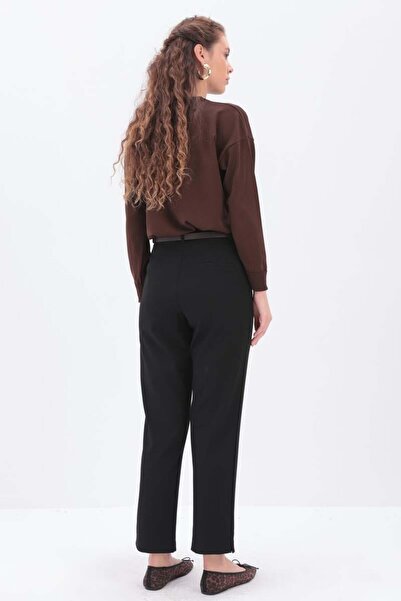 ALLDAY Siyah-Paçası Yırtmaçlı Havuç Pantolon