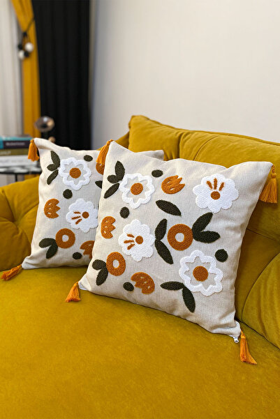 e-Bizz Store Punch Nakışlı 2 Adet Kırlent Kılıfı