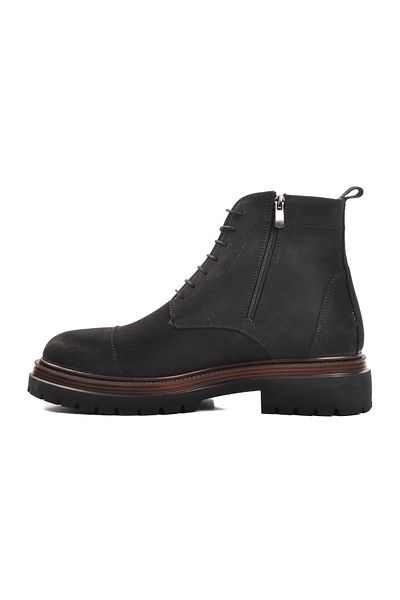 AYAKMOD Μαύρες ανδρικές μπότες από γνήσιο δέρμα Nubuck Br-45002 M