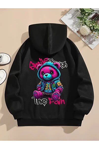 LAND MODA Hanorac unisex cu glugă imprimată