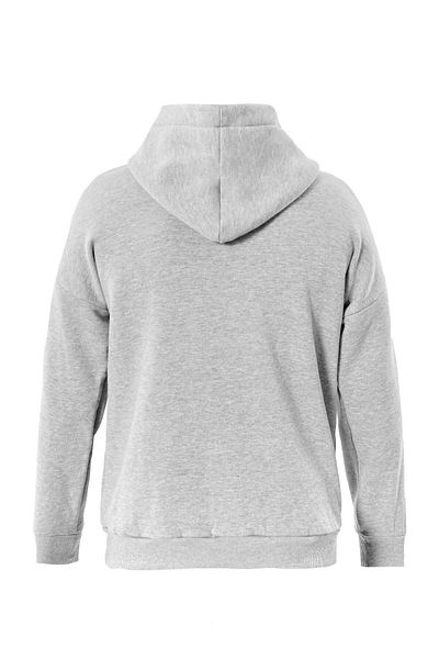 SOFTWAY Unisex Oversize Shining Metallic Star Printed Fleece Hooded Sweatshirt - Gray