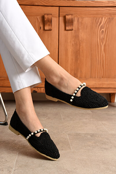 topukludünyası В'язана мереживна жіноча балетка з перлами