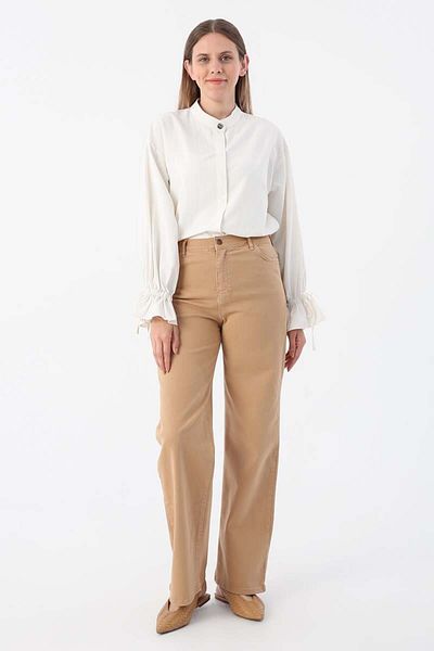 ALLDAY Παντελόνι Wide Leg Lycra με Γάλα και Βαμβάκι