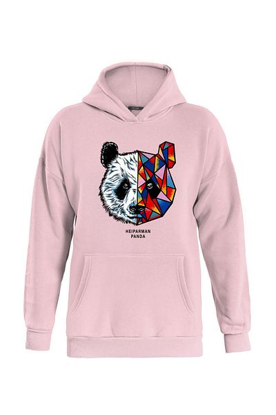 SOFTWAY Unisex Heiparman Panda με στάμπα με κουκούλα και μαλακό φλις εσωτερικά - ΡΟΖ