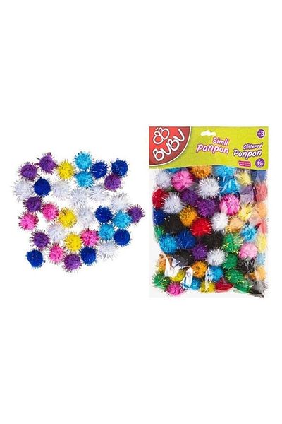 Bubu Pompom Glitter 2 Cm 100 Pieces Mixed - Bu-bu
