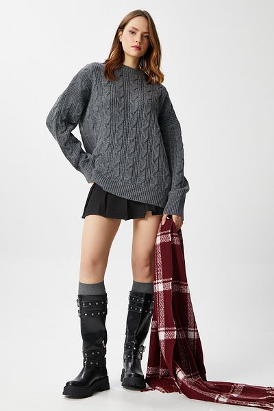 Ritnice Pulover de damă Stella Soft Oversize Antracit Tricotaj