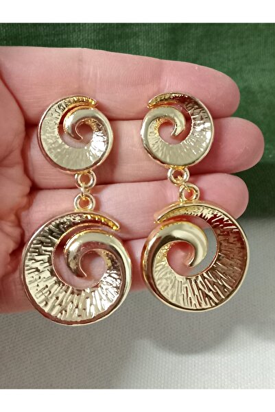 mos&more Gold Sallantılı Trend Şık Kadın Küpe