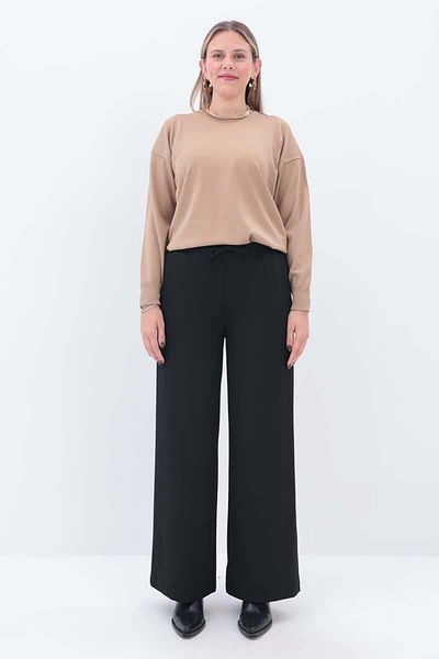 ALLDAY Pantaloni cu șnur elastic cu talie neagră