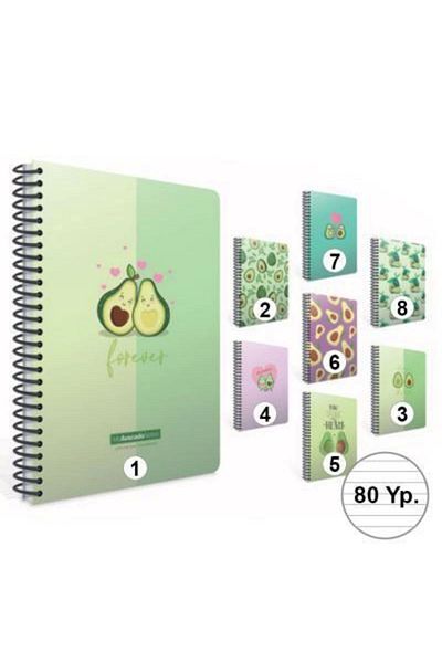 Gıpta Notebook A4 80 Sheets Lined Spiral Avocado Cardboard Cover -