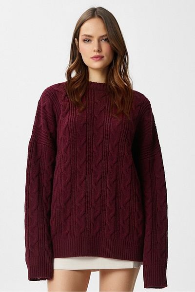 Ritnice Pulover Stella Soft Oversize Claret Roșu Tricotaj pentru damă