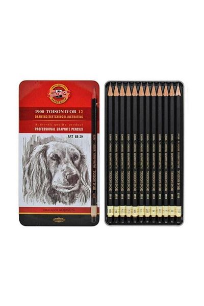 Koh-i Noor Toison D'or Professional Graduated Pen Set 8b-2h Metal Box