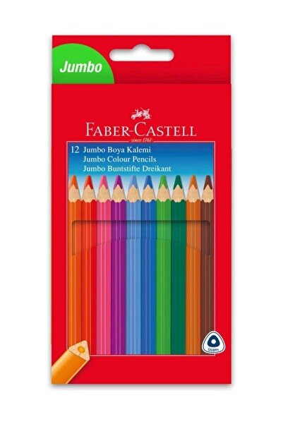 Faber Castell 12 Renk Jumbo Üçgen Tam Boy Kuru Boya Kalemi / 5171116615