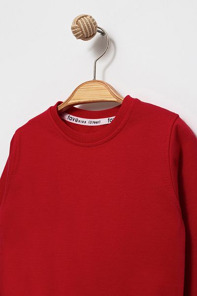 Favo Kids Red Bluescreen Crew Neck Long Sleeve Boy Sweatshirt