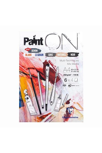 Clairefontaine Paint On Mix Media Stitched 250gr 24yp A4 Mixed Technical Drawing Block - 5 Colors Paper