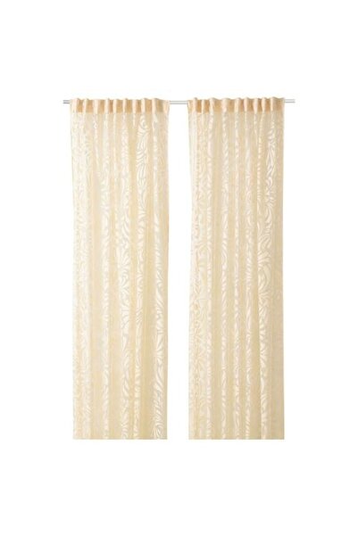 IKEA - SKAREFLY, tül perde/2 kanat, bej, 145x300 cm