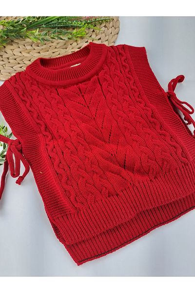 Butik Girls' Style Knitted Knitwear Pullover Sweater Cardigan with Open Sides Ties