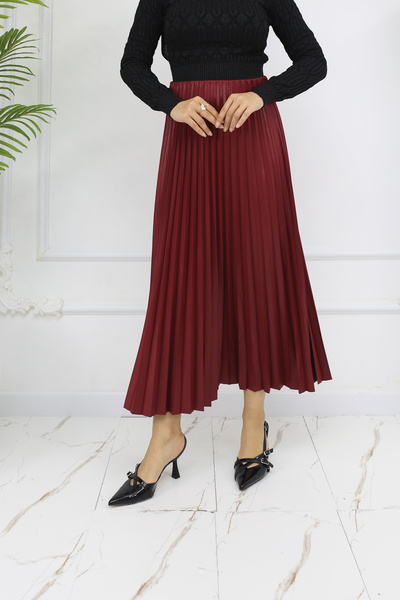 HANIMCA GİYİM Leather Slippers Skirt Standard Size