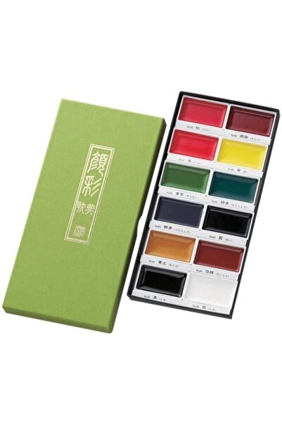 Genel Markalar Kuretake Gansai Tambi Profesyonel Japon Sulu Boya 12 Renk