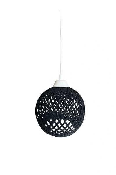 CONANA Pendant Lamp Rope Ball Chandelier 20cm Head - Black Ball (70cm White Cable)