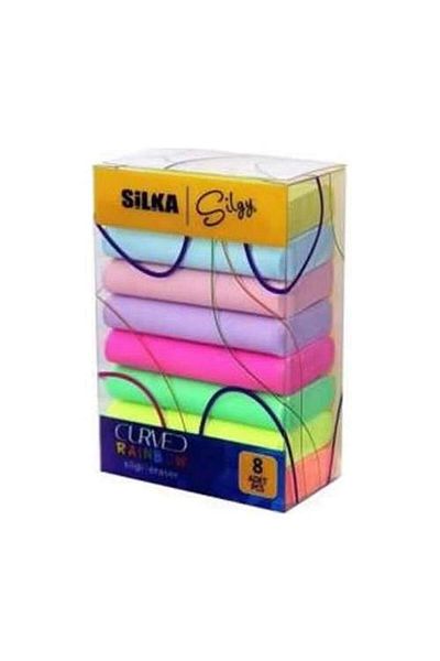 Silkar Silka Curved Rainbow 8Pcs Eraser