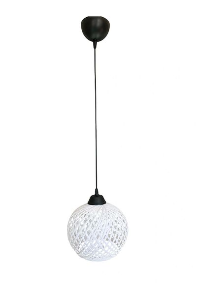 CONANA Pendant Lamp Rope Ball Chandelier 20cm Head - White Ball (70cm Black Cable)