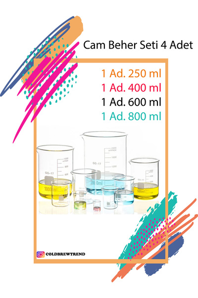 COLD BREW TREND by uğur cadırcı Cam Beher 4 Adet SET - 250-400-600 ve 800 ml ...