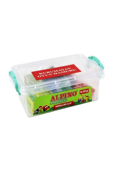 Alpıno Plastic Box Non-Drying Play Dough 4 Colors X 50 gr