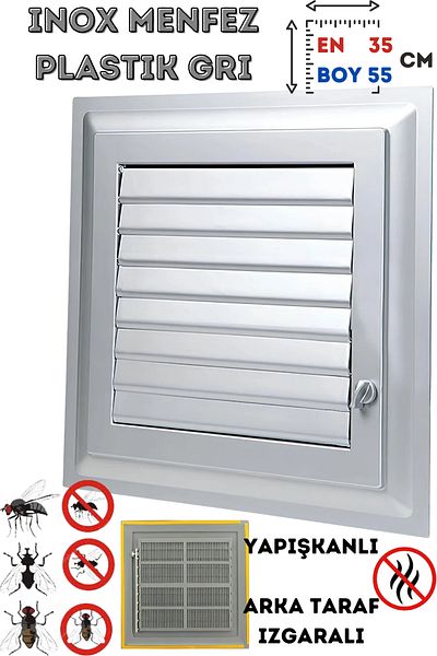 NUBLADO Ventilation Grille Bathroom Wc Toilet Grille Plastic Louver Gray 35X55 Cm.