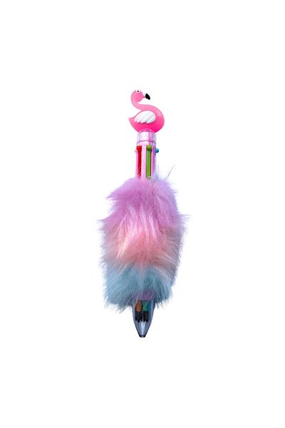 Mikro Pink Colored Flamingo Plush Ballpoint Pen