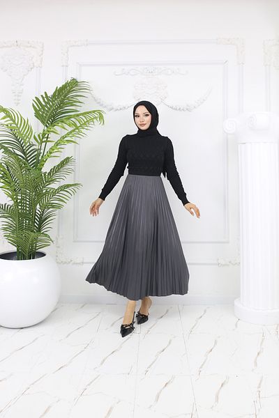 HANIMCA GİYİM Leather Slippers Skirt Standard Size