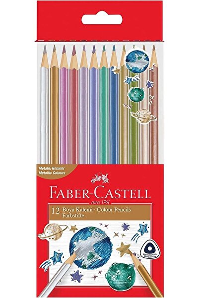 Faber Castell مجموعة من 12 أقلام تلوين جافة - معدنية