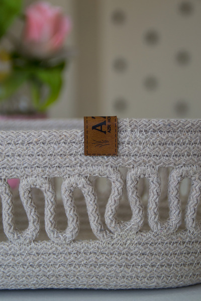 AZR HOME DESİGN Jute Wicked Beige Oval Basket Organizer Decor