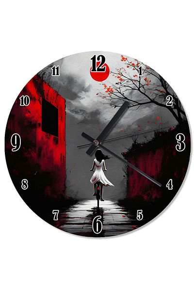 ekart Red Moon Bicycle Girl Shaped Wall Clock