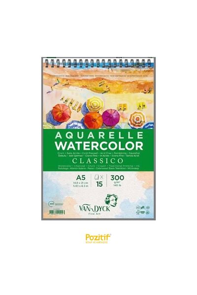 Van Dyck A5 Coldpress Classico Textured - 15 Sheets Watercolor Block with Top Spiral