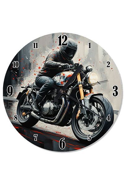 karizmart Black Motorcycle Ride Special Design Wall Clock