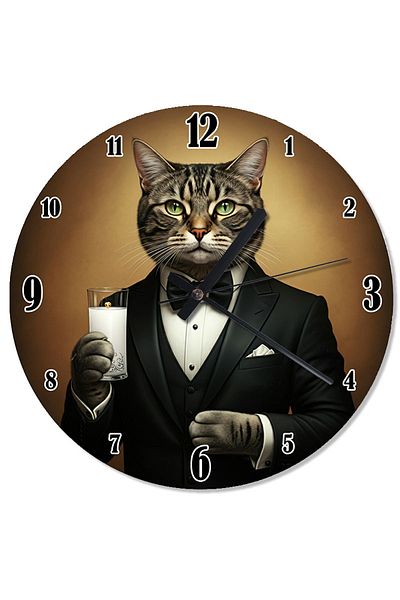 karizmart Tuxedo Cat Portrait Shaped Wall Clock