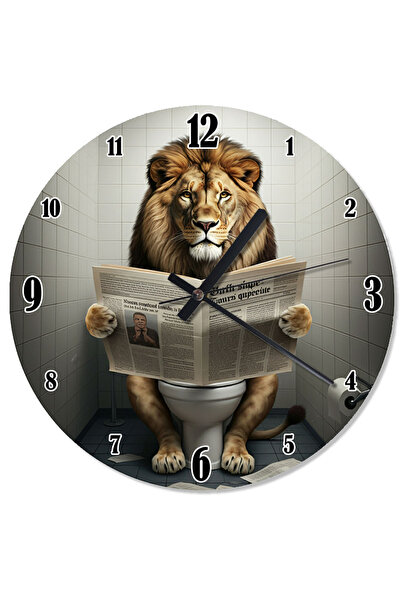 ekart ساعة حائط مزخرفة على شكل أسد يقرأ الصحف