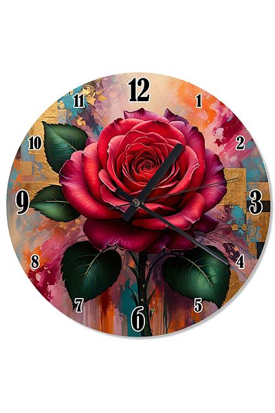 karizmart Red Rose Flower Special Design Wall Clock