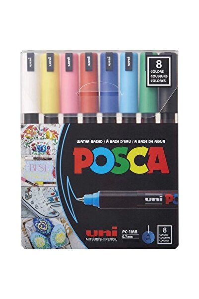 Genel Markalar Uni Posca 0.7 Su Bazlı Poster Markörü Anarenk 8 Li