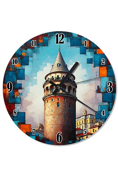 karizmart Colorful Galata Tower Special Design Wall Clock
