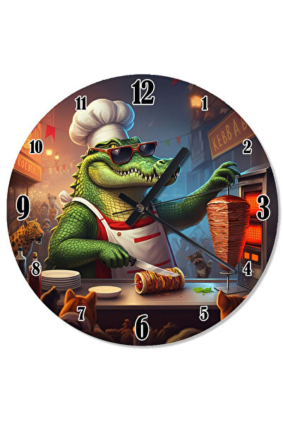 ekart ساعة حائط تناظرية من Chef Crocodile Dönerci