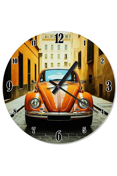 karizmart Red Vosvos Car Silent Wall Clock