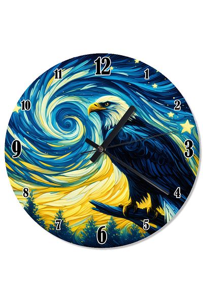 karizmart Starry Night and Eagle Flowing Wall Clock
