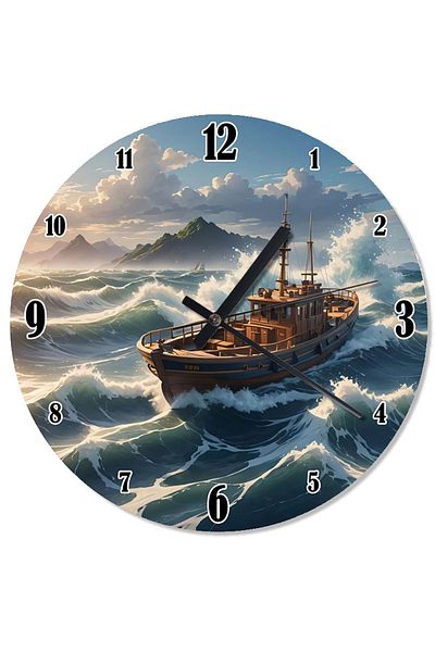 karizmart Stormy Sea and Ship Design Wall Clock